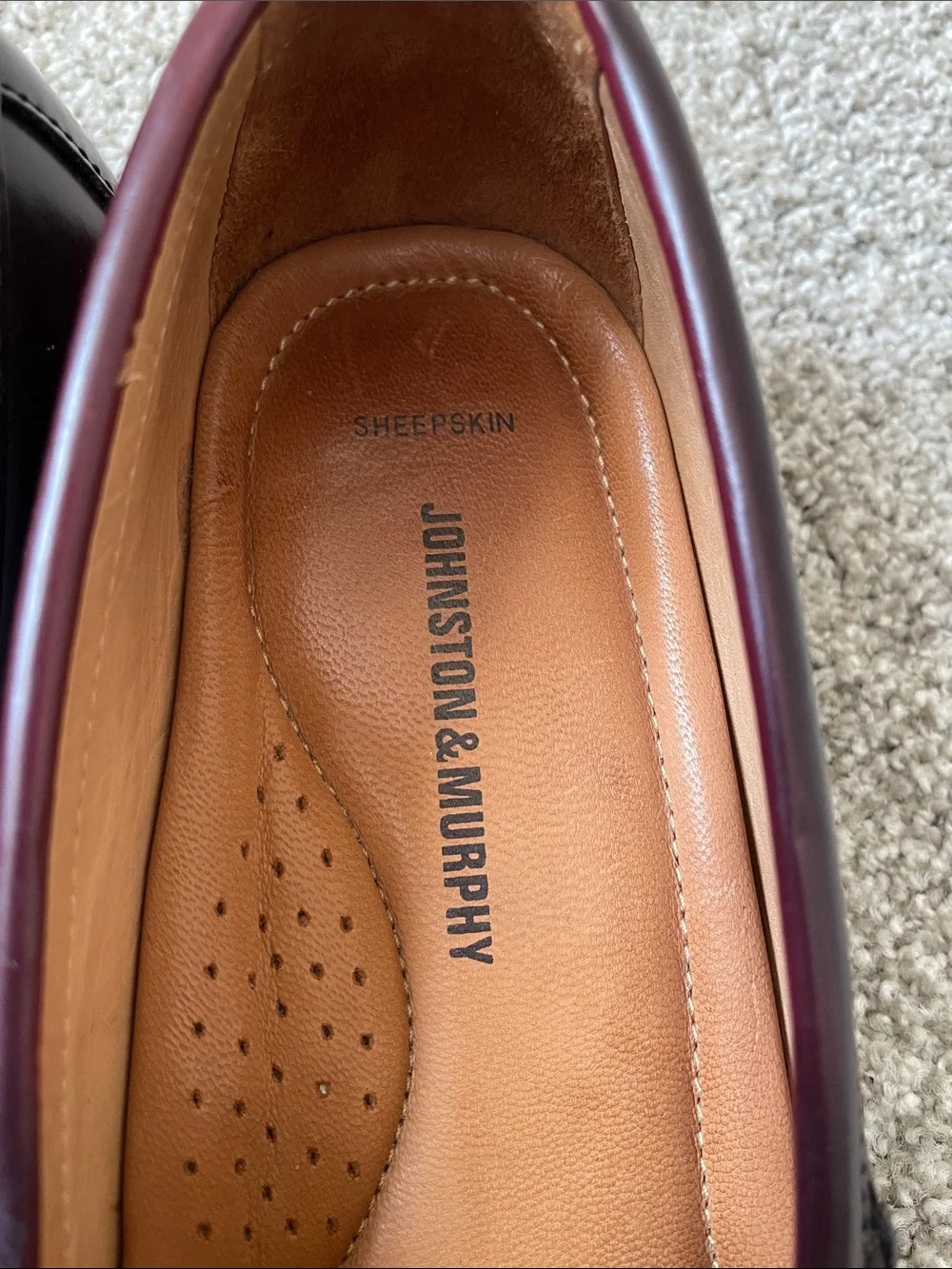 Johnston & Murphy Men’s Burgundy Leather Penny Loafers Sz 7.5 slip on